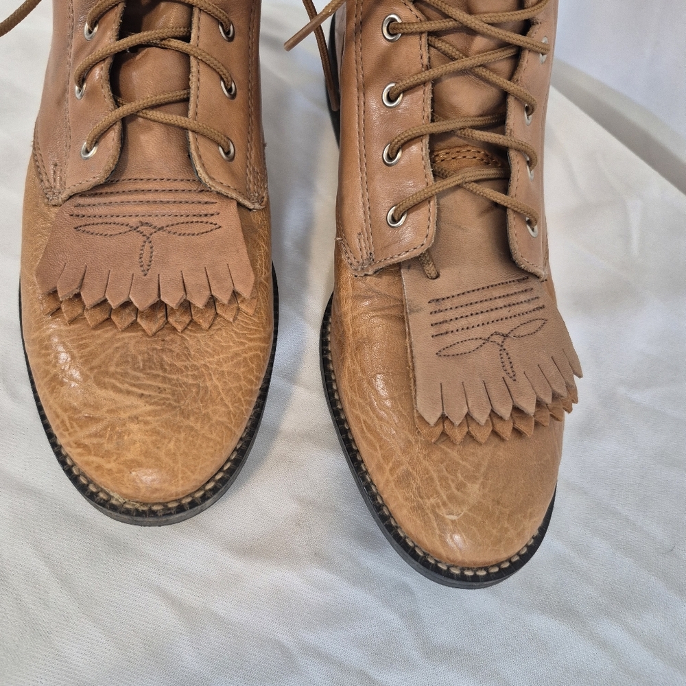 Ariat Women's 7B Heritage Lacer II Kiltie Distressed Brown Western Boots - Picture 3 of 11